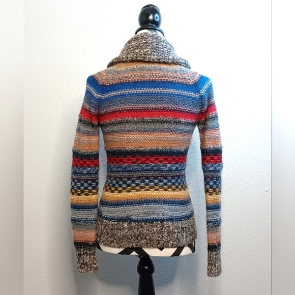 Wilfred Free Whimsical Wool Alpaca Blend Full Zip Striped Knit Sweater Cardigan - Picture 2 of 12